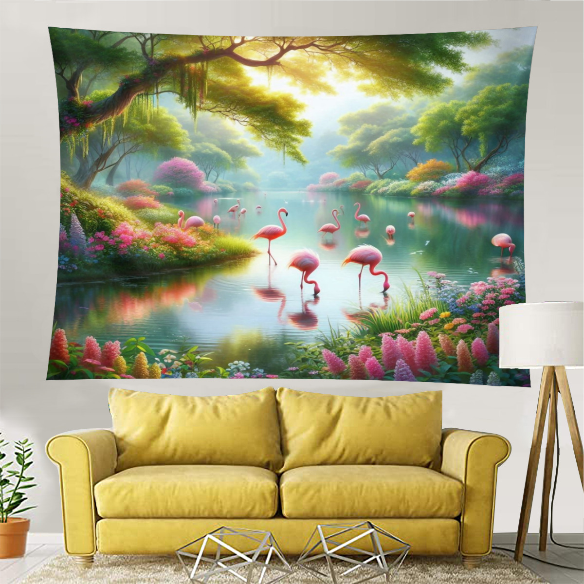 Tapeçaria de parede lago de pelicanos