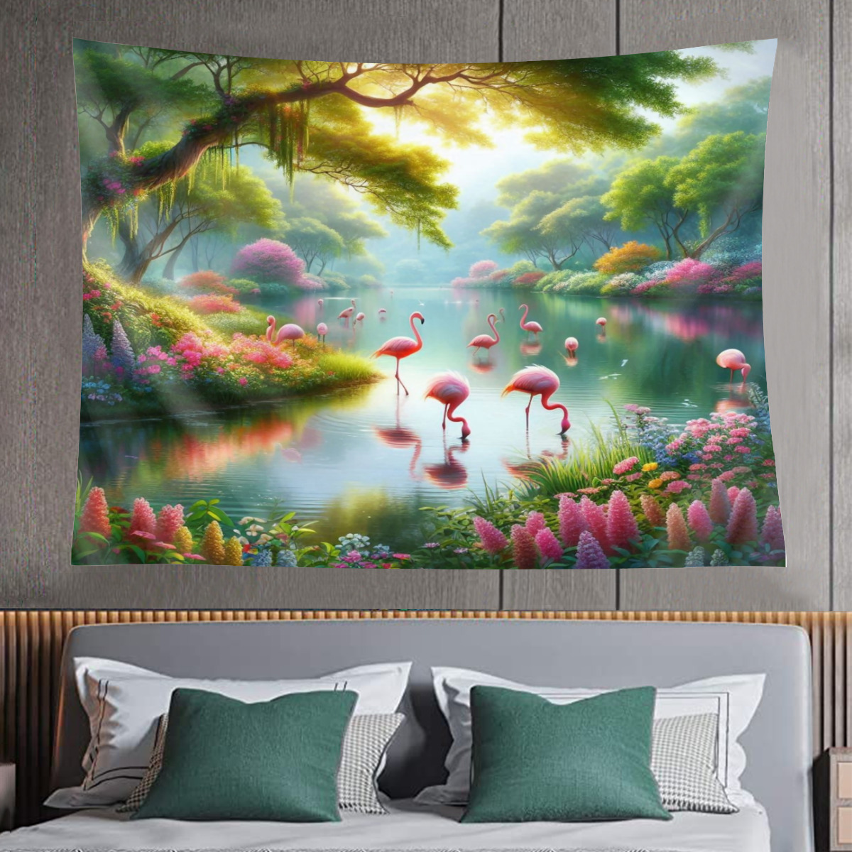 Tapeçaria de parede lago de pelicanos