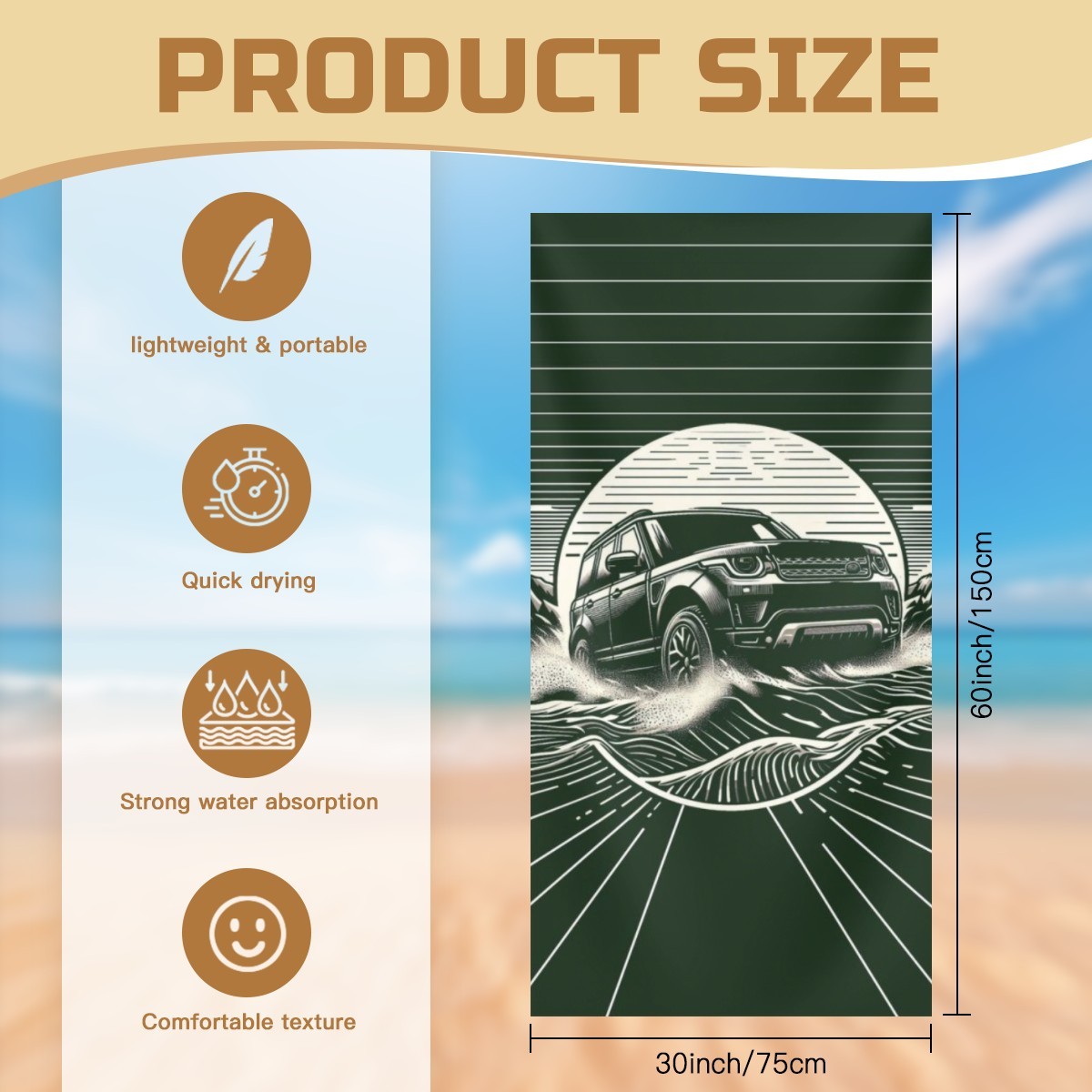 Toalha de Praia verde Land Rover-Mod 1 – Exclusivo