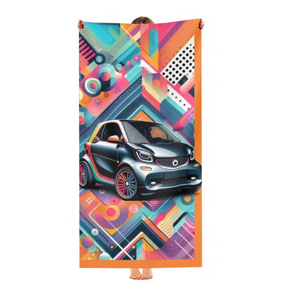Toalha de Praia Smart Fortwo. Toalha de banho com design automóvel, toalha de piscina exclusiva Smart Fortwo, toalha de secagem rápida para entusiastas de carros