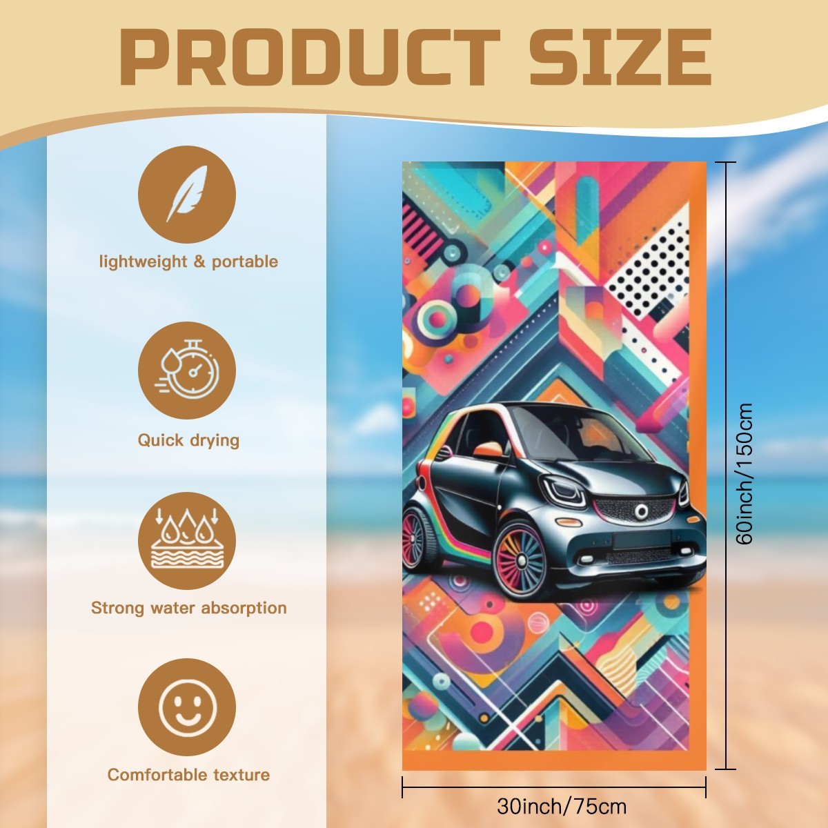 Toalha de Praia Smart Fortwo -MOD 3 – Exclusivo