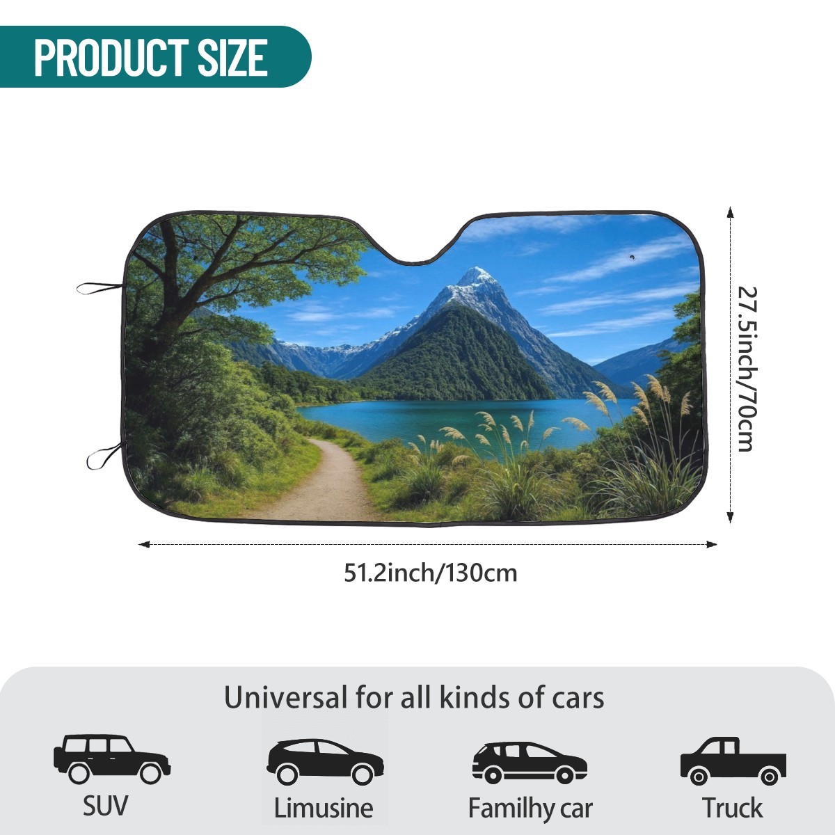 Pára-Sol para Autocaravana XL com Paisagem de Montanha e Lago