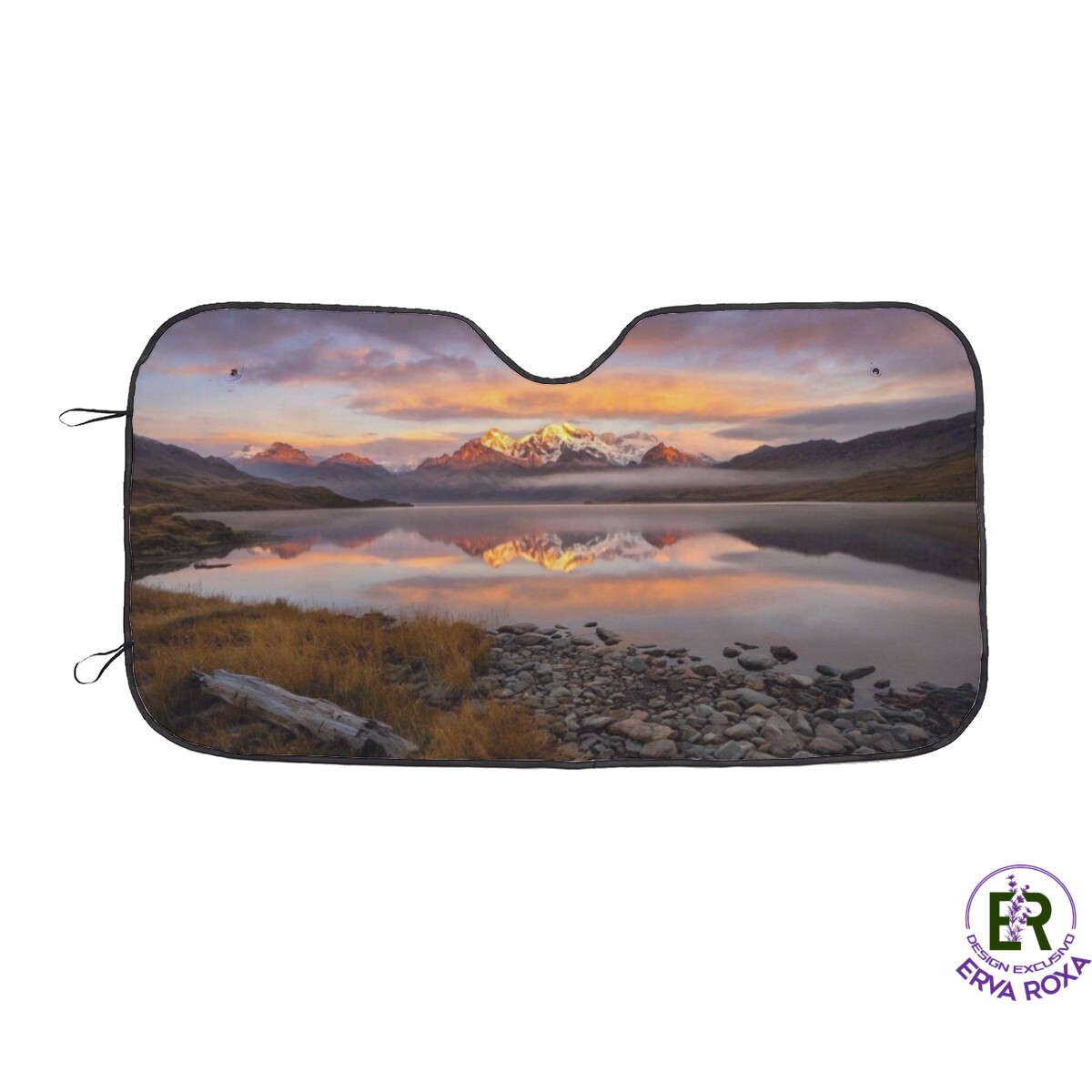Pára-Sol para Autocaravana XL com Paisagem de lago ao Pôr do Sol