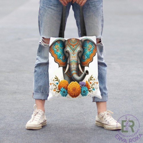 Saco de Pano com Elefante Mandala - Design Exclusivo