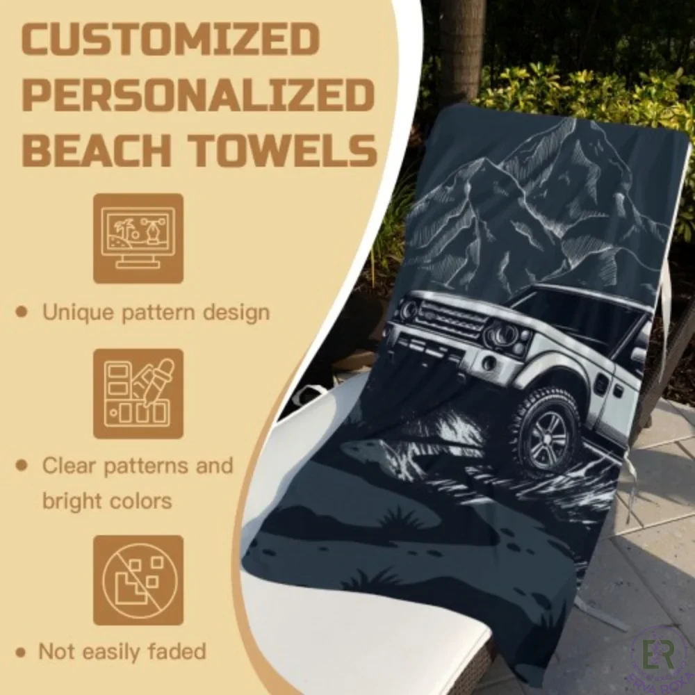 Conheça a Toalha de Praia Land Rover. Temos para si o acessório ideal para levar o espírito de aventura e a força do todo-o-terreno para as suas férias de verão, com uma ilustração marcante de montanhas.