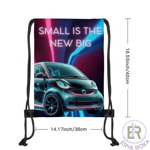 Conheça o Saco de Cordões Smart Fortwo. Inspirado na energia urbana, apresentamos um design futurista em tons de néon com a icónica frase "Small is the new big"