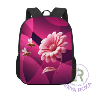 A Mochila Escolar Infantil Flor e Abelhas é um produto original e exclusivo da Erva Roxa, desenhado com uma estampa vibrante em tons rosa