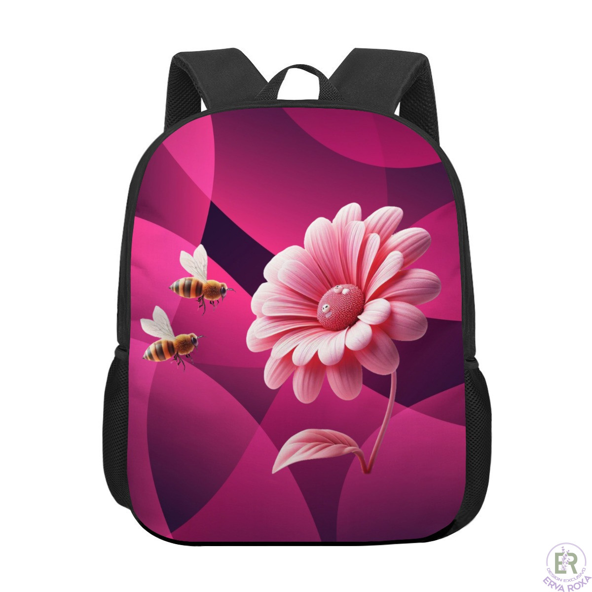 Mochila Escolar Infantil Flor e Abelhas