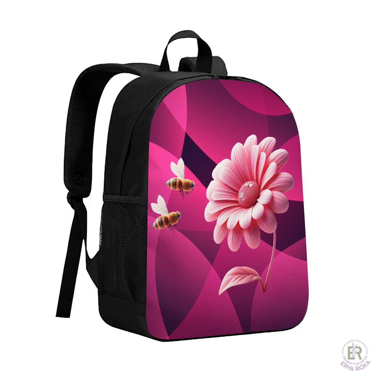 Mochila Escolar Infantil Flor e Abelhas
