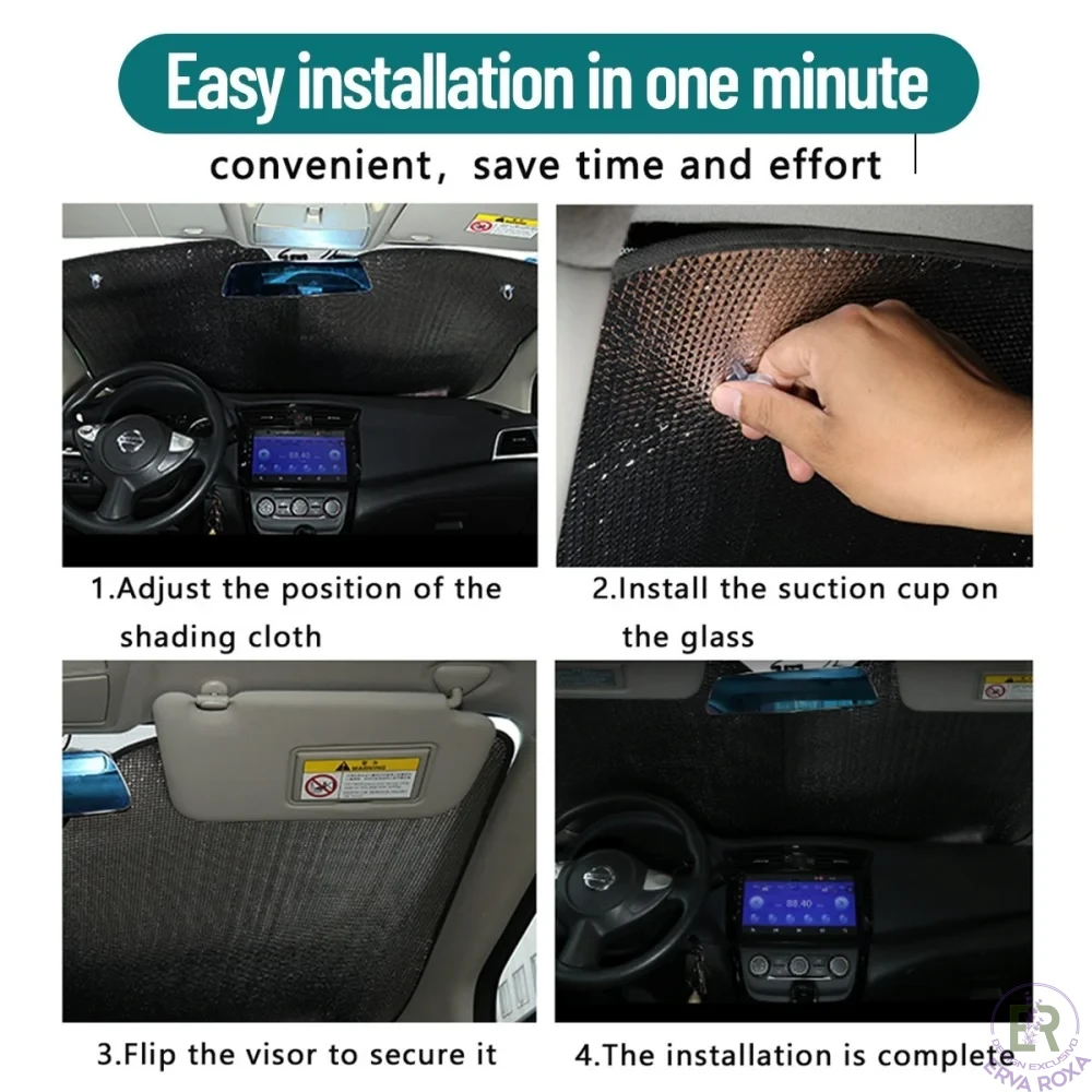 Quatro passos simples para instalar um para-sol no carro.