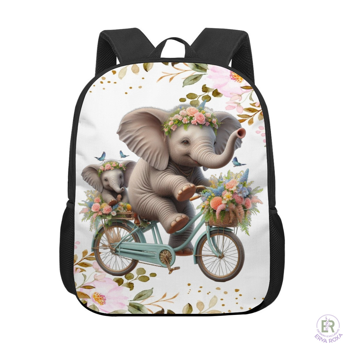 Mochila Escolar Infantil Elefantes de Bicicleta
