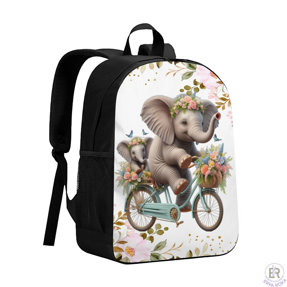 Mochila Escolar Infantil Elefantes de Bicicleta
