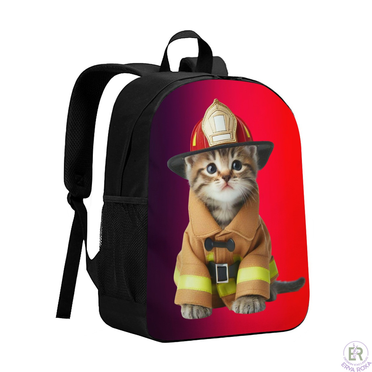 Mochila Escolar Infantil Gatinho Bombeiro