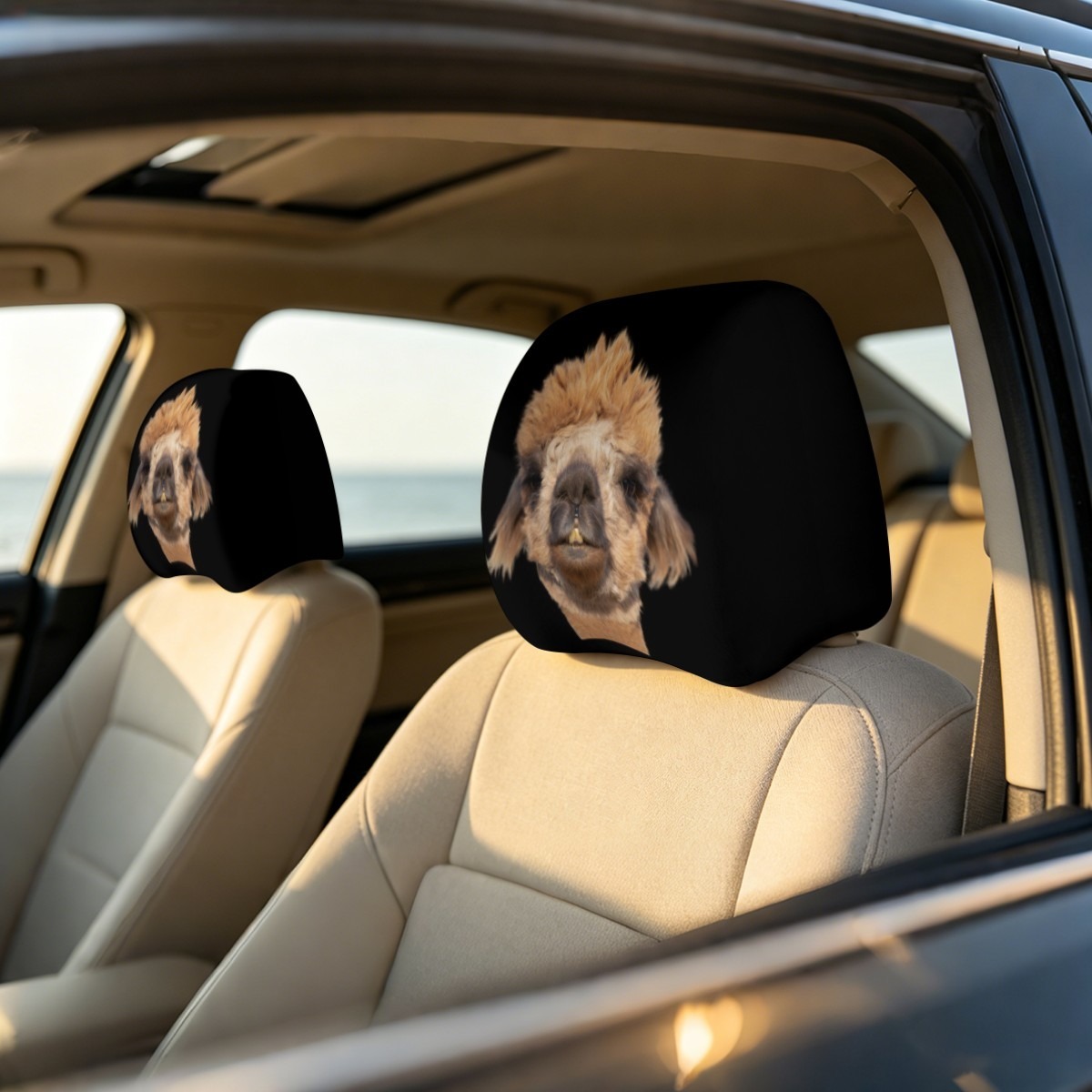 Capa Divertida para Encosto de Cabeça Auto Alpaca